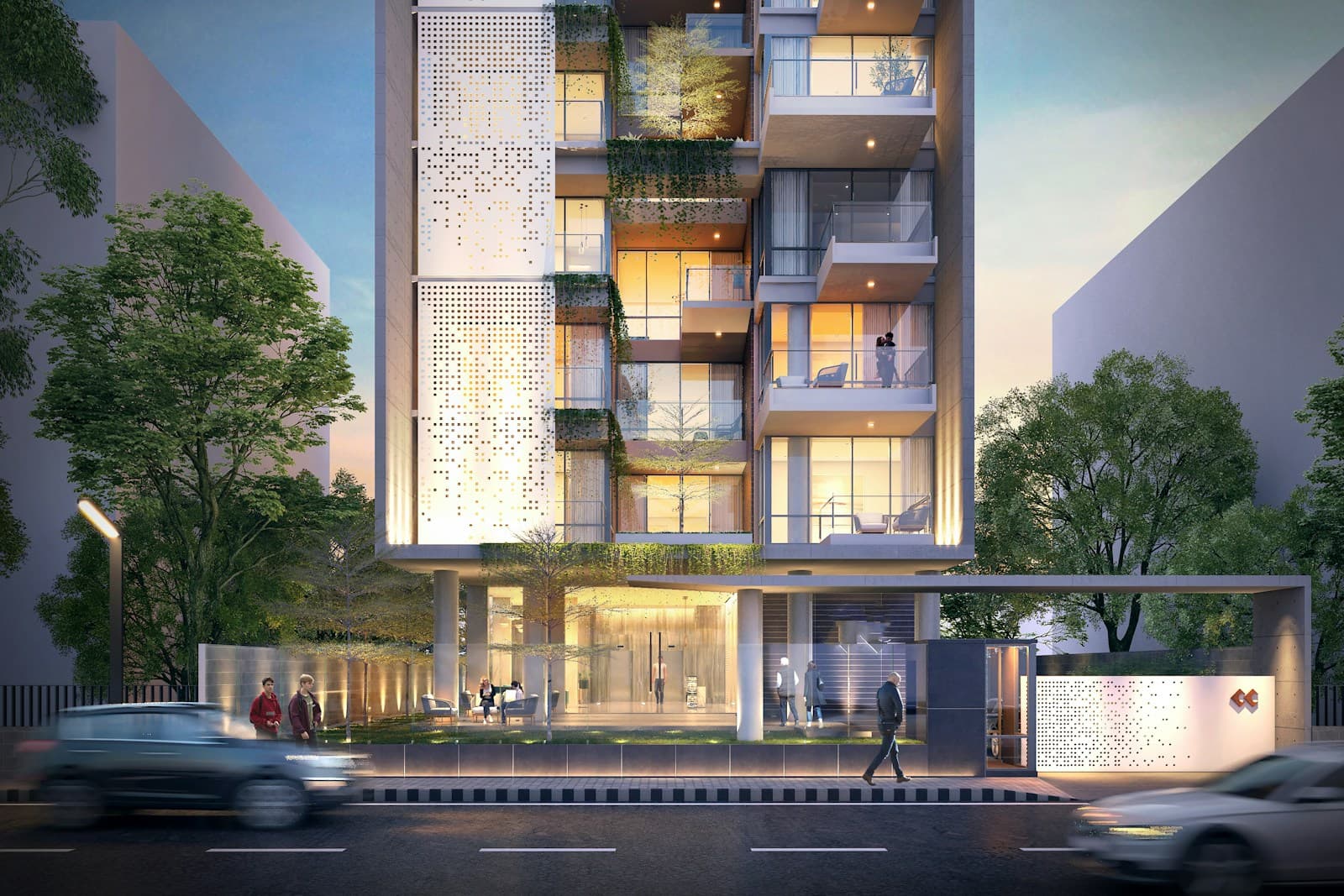 Modern apartment building for property management